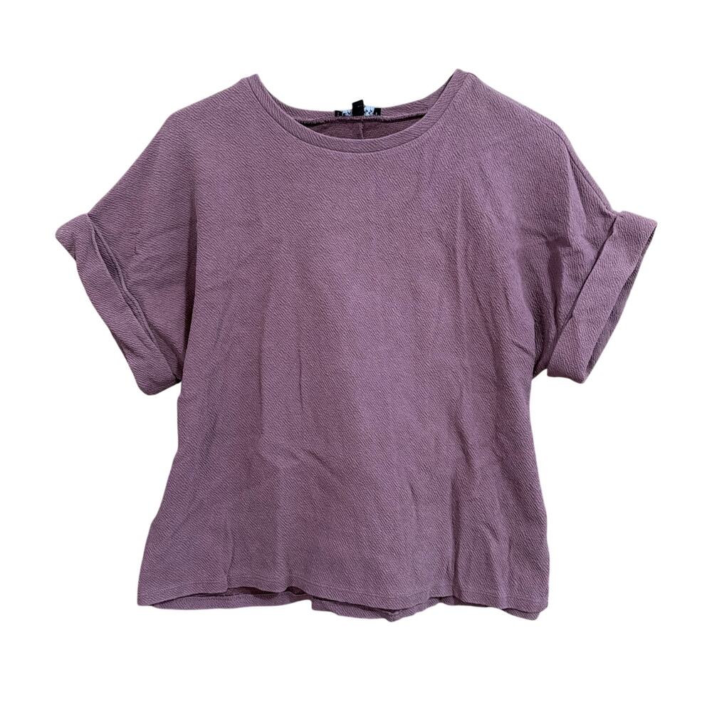 Express Womens Shirt Plum Knitted Cap Sleeve Back Tie Crew Neck Stretch XS